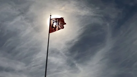 Turkish flag in reverse light Stock Footage 125933229