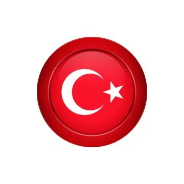 Turkish flag on the round button, vector illustration Illustrazione stock