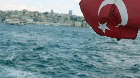 Turkish flag with the sea on the background Stock-Footage 168020731