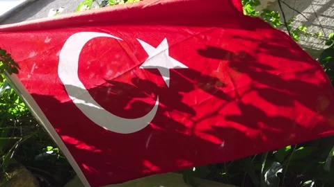 Turkish Flag With Shadows of Leaves Video stock 196195545