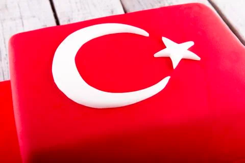 Turkish flag shape on Cake Stock Photos