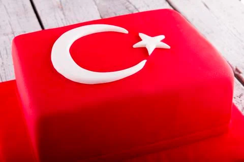Turkish flag shape on Cake Stock Photos