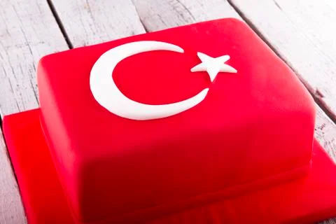 Turkish flag shape on Cake Stock Photos