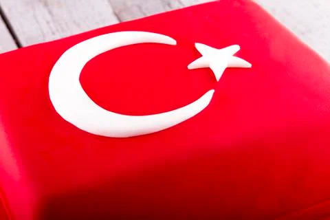 Turkish flag shape on Cake Stock Photos