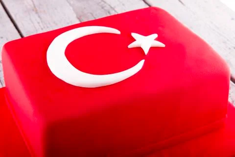 Turkish flag shape on Cake Stock Photos