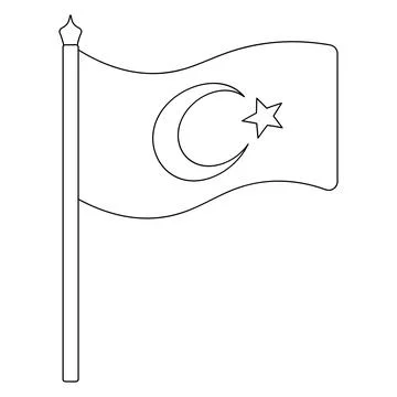 Turkish flag. Sketch. Vector illustration. Illustrazione stock