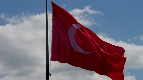 Turkish flag with sky and clouds Stock Footage 135445410