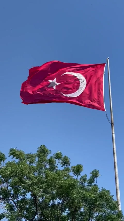 Turkish flag in the sky Stock Footage 337044656