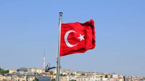 Turkish Flag Slow Motion Stock Footage 233545705