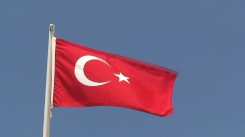 Turkish flag slow motion. HD 1080i Stock Footage 77960