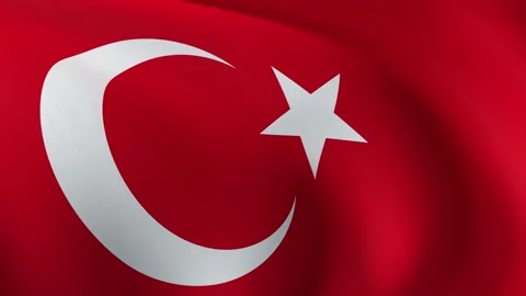 Turkish flag, slow motion loop animation, full screen - 3D rendering Video stock 309466656