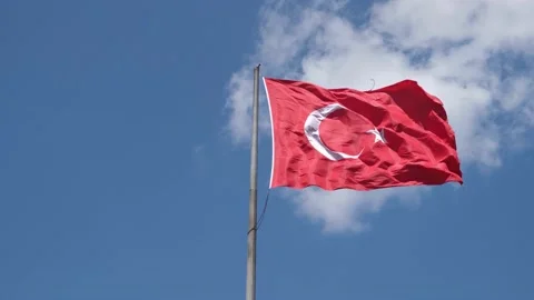Turkish flag timelapse, Turkish flag waving timelapse in front of clouds Stock Footage 159833775