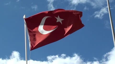 Turkish flag waves in the breeze Stock Footage 22310634