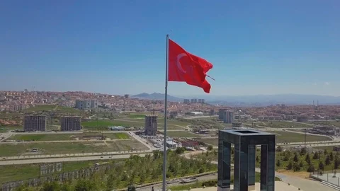 Turkish flag waving Stock Footage 88542555
