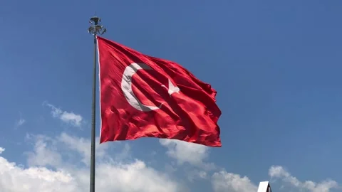 Turkish Flag waving Stock Footage 163299842