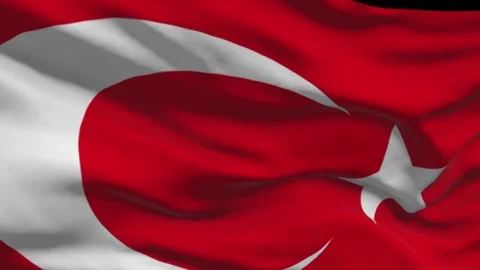 Turkish Flag Waving on green screen. 3d animation. Stock-Footage 265149350