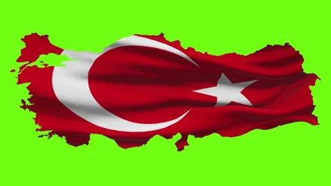 Turkish Flag Waving on green screen. 3d animation. Stock Footage 265149352