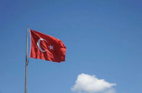 Turkish flag waving Stock Photos