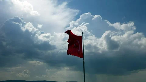 Turkish flag waving in the sky Stock Footage 287283622