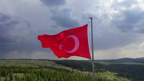 Turkish flag waving in the sky Stock Footage 287283669