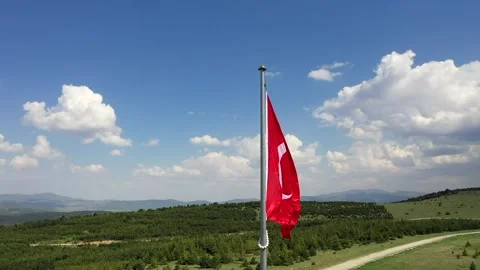 Turkish flag waving in the sky Stock Footage 287283782