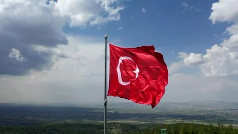 Turkish flag waving in the sky Vídeo Stock 287283809
