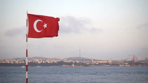 Turkish flag waving in slow motion. Stock Footage 116339977