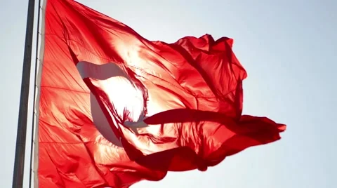 Turkish flag waving with sunny background Vídeos de archivo 59960433