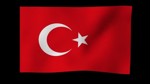 Turkish flag waving in wind on alpha channel Vidéo 88459836
