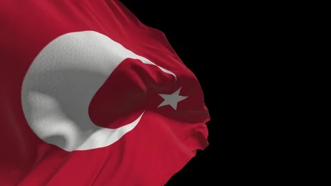 Turkish flag waving in the wind, alpha channel, looped video. Video stock 125803943