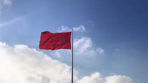 Turkish Flag Waving In The Wind and Rippling Flag of Turkey Rippling Stock Footage 81623276