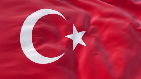 Turkish flag waving in the wind as background or intro. Turkey flag Close Up Stock Footage 255892940