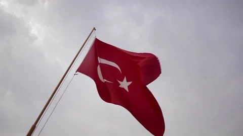 Turkish flag waving in the wind Stock Footage 82648981
