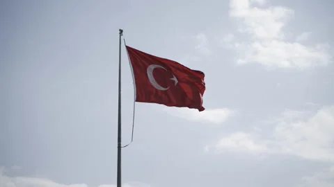 Turkish flag waving in the wind Stock Footage 218937375