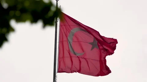 Turkish flag waving in the wind Stock Footage 242331955