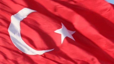 The Turkish Flag Waving In The Wind HD Stock Footage