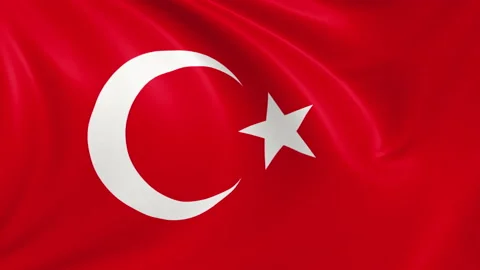 Turkish flag waving in the wind with high quality texture in 4K Vídeo Stock 130355904
