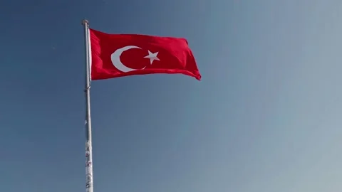 Turkish Flag waving in the wind over blue sky 스톡 동영상 131550676