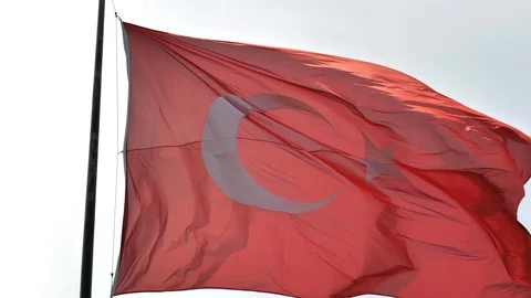 Turkish flag in the wind against the sky. Stock Footage 129199864