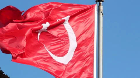 Turkish flag on wind Stock Footage 43422488