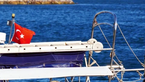 Turkish Flags on Boat Video stock 84705936