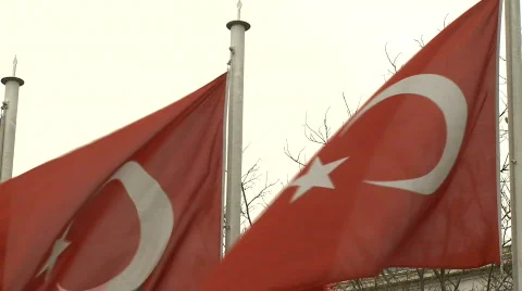 Turkish flags Stock Footage 596337