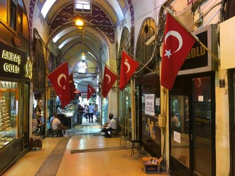 Turkish flags at Grand Bazaar Foto stock