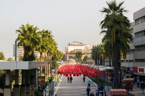 Turkish flags hung on the streets Stock Photos