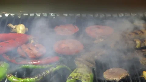 Turkish grilled vegetables and meat Stock Footage 91706053