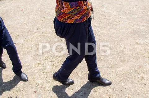 Turkish horseman ethnic clothes examples Stock Photos