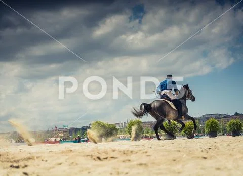 Turkish horseman ethnic clothes examples Stock Photos