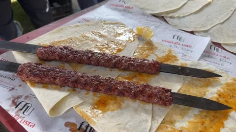Turkish Kebab On The Grill. Stock Footage 250459075