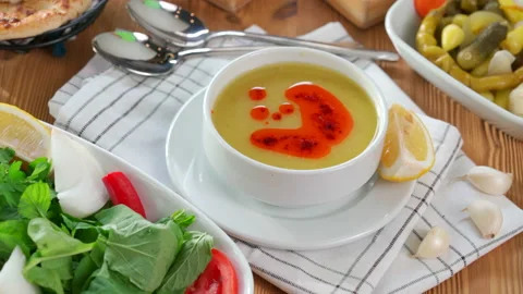 Turkish Kelle paca soup,Traditional Turkish food, Kelle Paça Çorbası Stock Footage 226536224