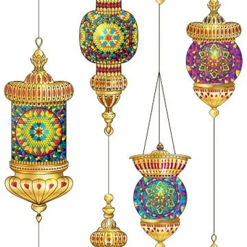 Turkish lantern with mosaic Stock Illustration